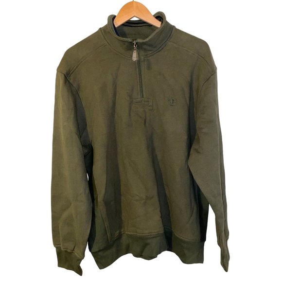 IZOD Sweatshirt Men L Half-Zip Long Sleeve Green - Picture 2 of 8